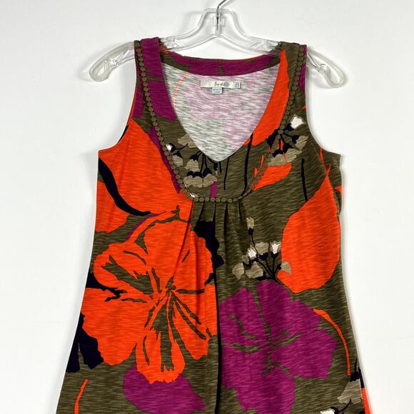 Boden Tarifa Summer Soft Red Hibiscus Dress WH499 Green Womens US 4 Regular - Picture 2 of 8